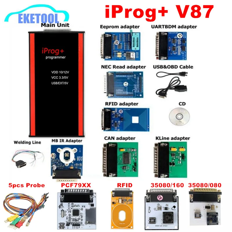 IPROG Pro V87 Professional ECU Programmer Iprog+ EEPROM IMMO Car Radio Airbag Reset Dashboard Kilometer VS Carprog DIGIPROG 3