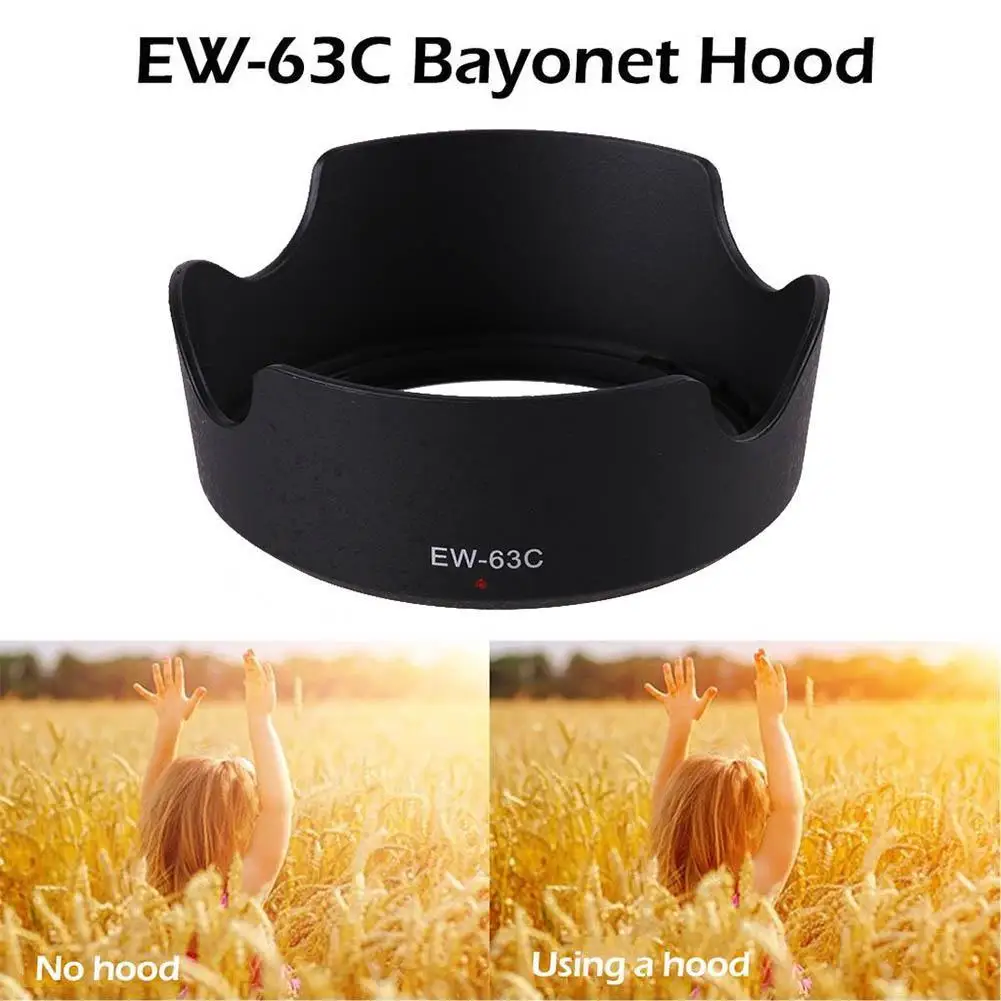 1PC Black ABS Lens Hood EW-63C EW63C for Canon EF-S 18-55mm F/3.5-5.6 IS STM Camera Lens Hood Lens Protetor EW-63C