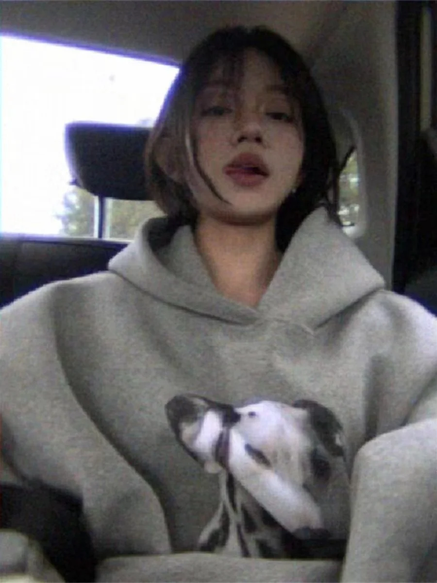 

Женская толстовка оверсайз с капюшоном, принтом тыквы и собаки, длинный рукав, для зимы и повседневной носки