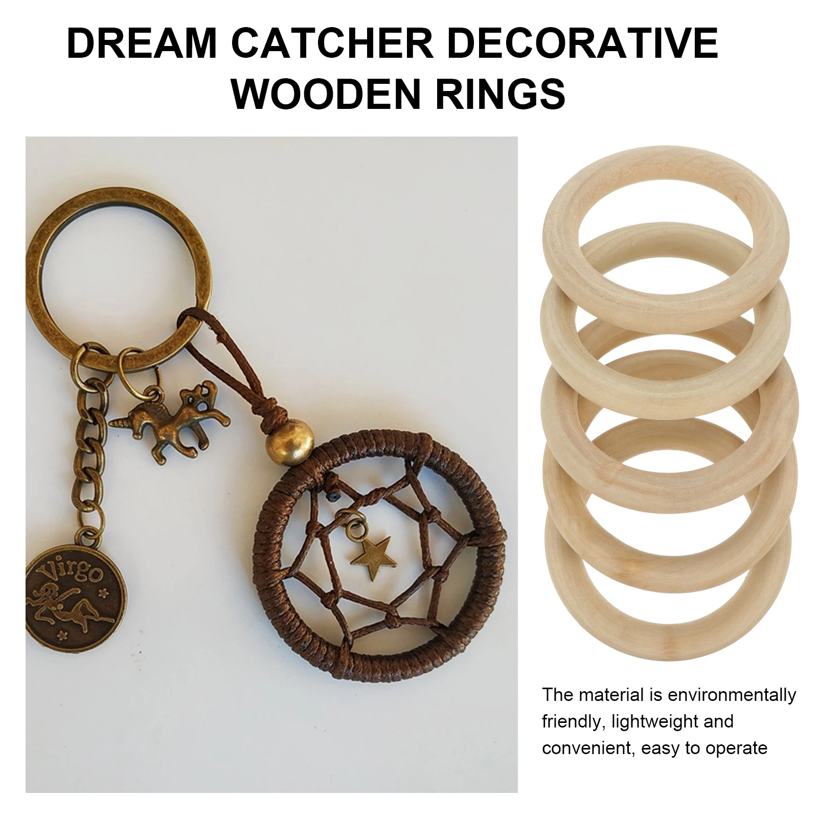 

5pcs 100mm Solid Wood Rings Unfinished Smooth Surface for DIY Crafts Jewelry Making Natural Color Wooden Hoops