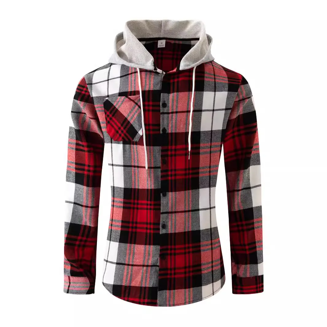 Flannel Plaid Hooded Casual Men's Shirt