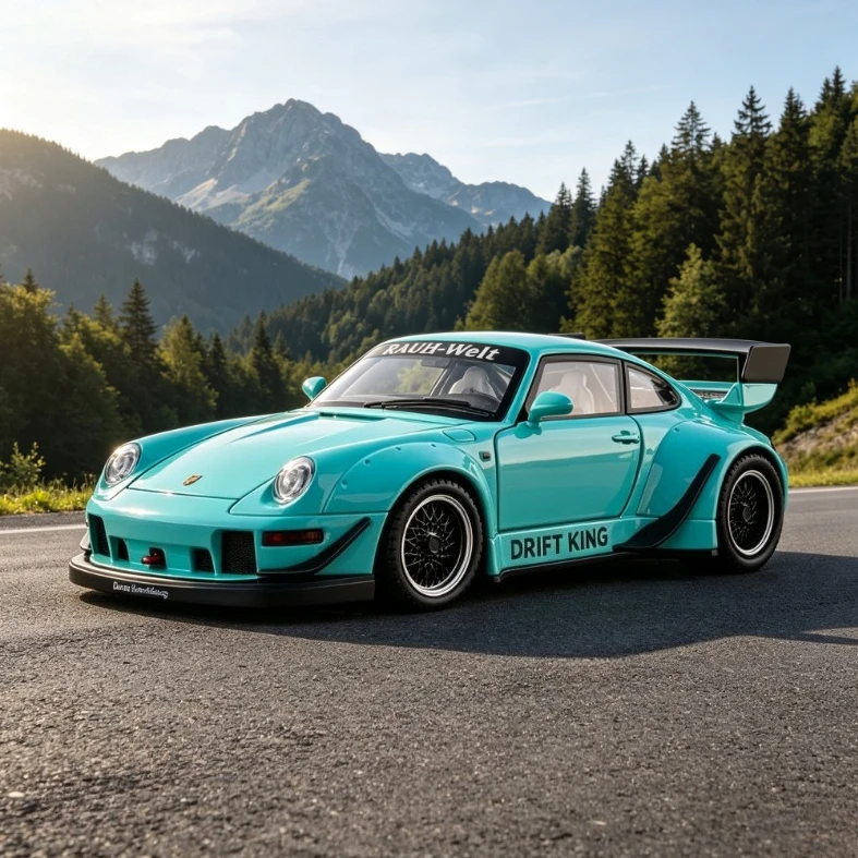 Modelo de Coche Deportivo Modificado Porsche RWB964 1:22, Simulación de Coche de Aleación, Juguete de Adorno, Modelo de Coche de Aleación Fundido a Presión, Regalo Coleccionable