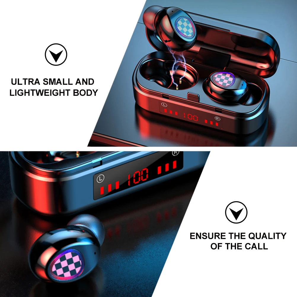 

1 Set Wireless Earbuds Waterproof Sport Earphones Noise Reduction Lightweight Comfort Fit Outdoor Travel Black