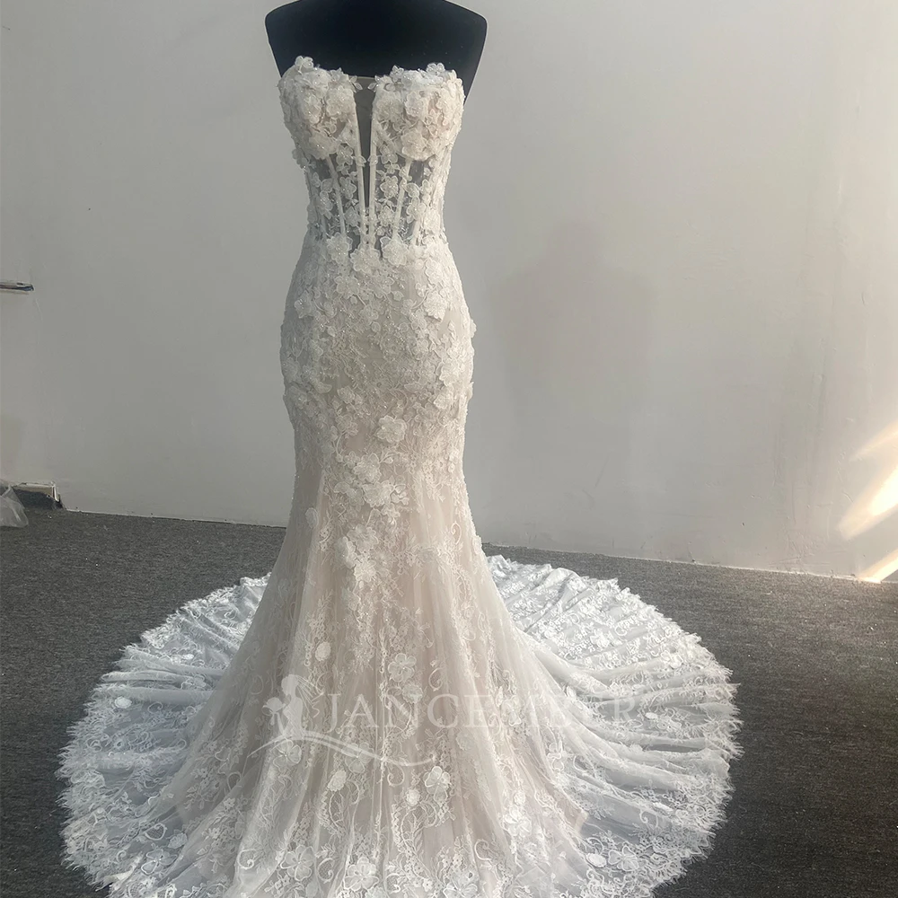 Romantisches Boho-Hochzeitskleid, rückenfrei, trägerlos, Organza, Strand-Brautkleider mit Schal, für Damen, maßgeschneidert, Vestidos de Novia Boda