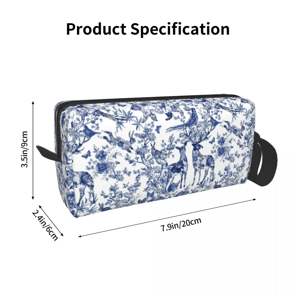 Custom Travel French Toile De Jouy Toiletry Bag Floral And Animal Forest Indigo Cosmetic Makeup Organizer Storage Dopp Kit Case