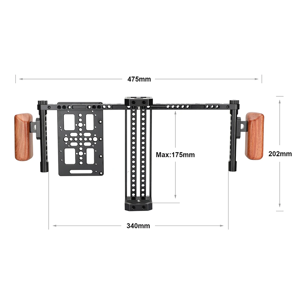 HDRIG Adjustable Director\'s Monitor Cage Rig With Battery Backboard & Wooden Handle Gripss for 5\