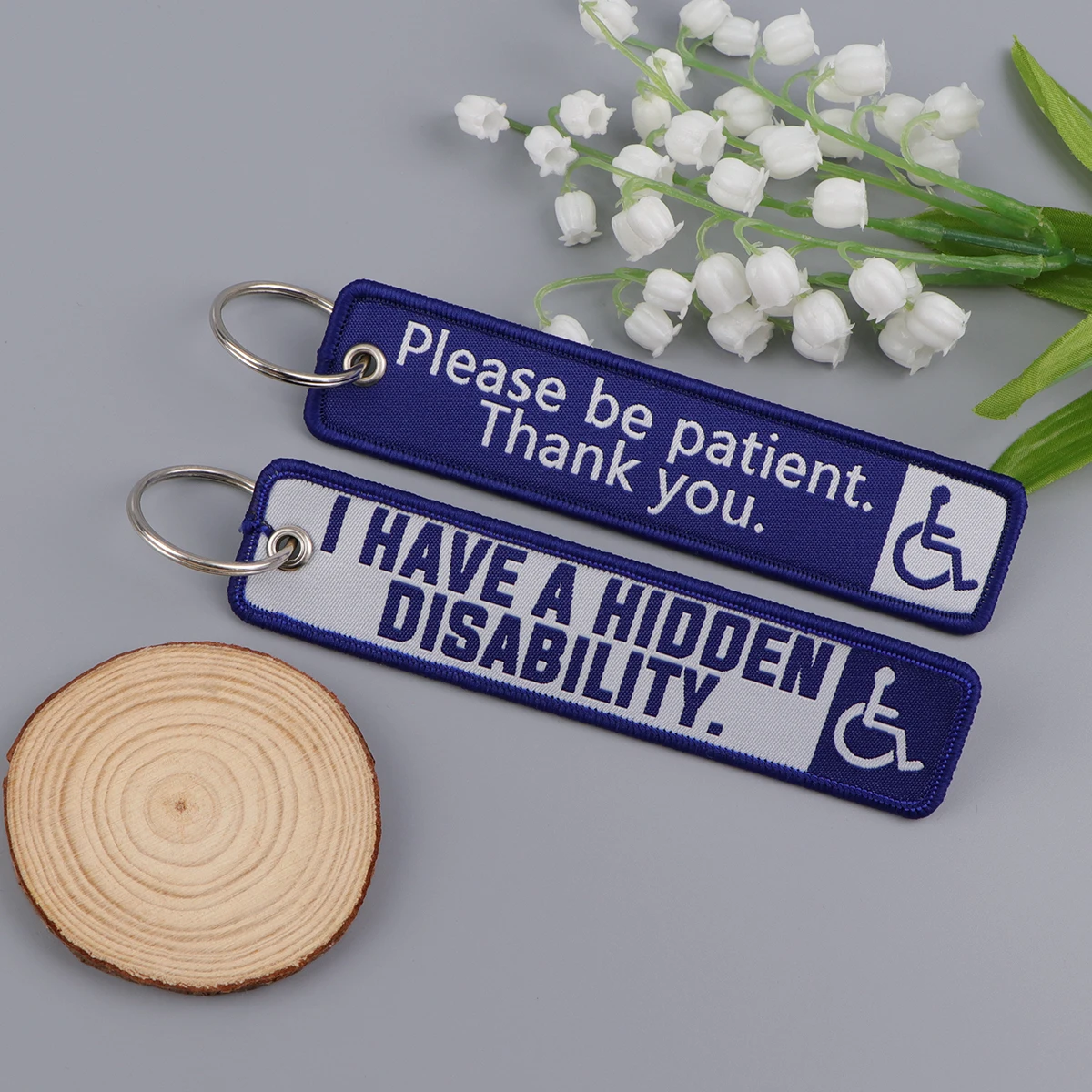 Disability Awareness Embroidery Key Fobs Key Tags Keychain For Motorcycles Cars Key Ring Accessories Chaveiro Jewelry Gifts