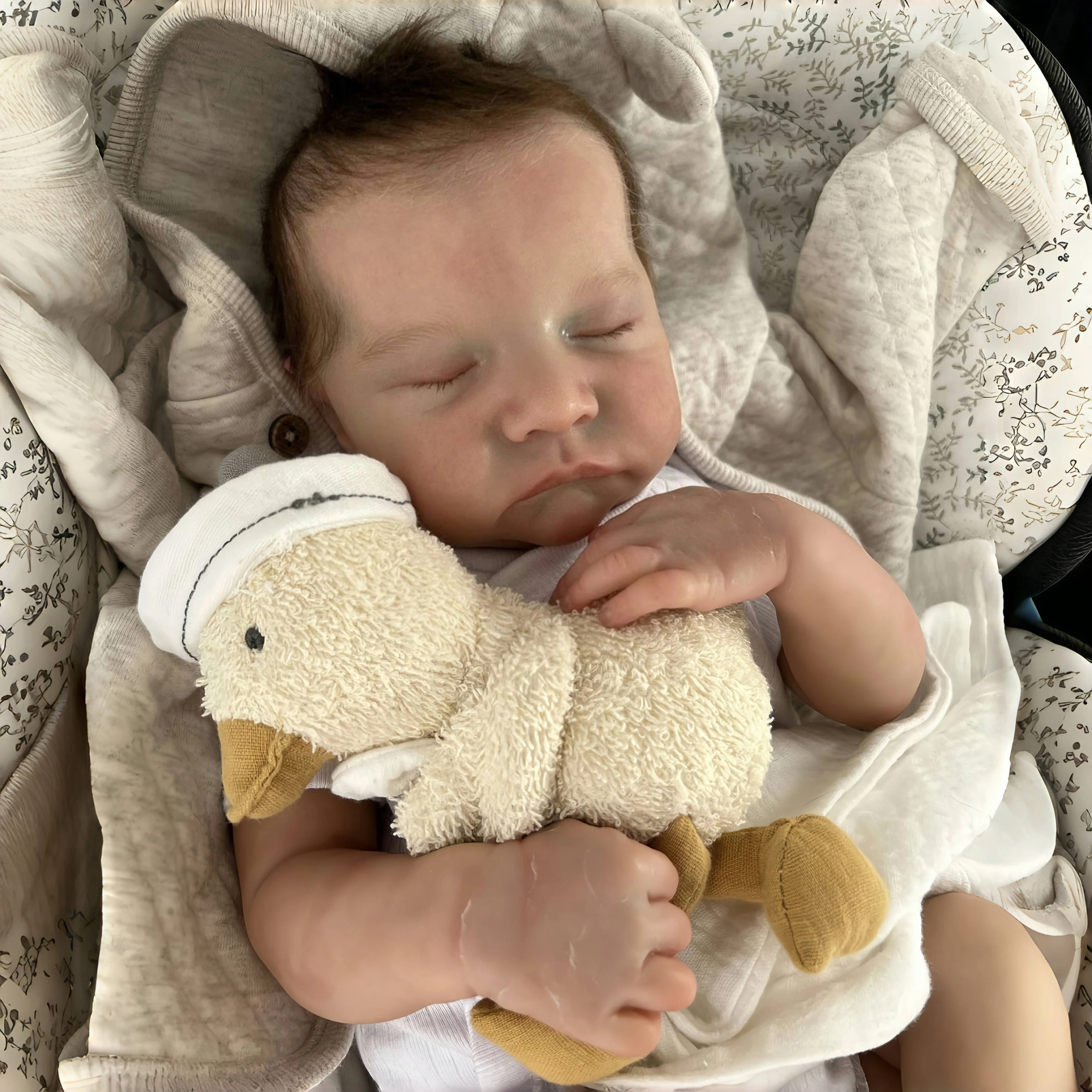 Cokela 50 cm Boneca Real bebê Reborn com Pele de Pintura 3D e Veias Visíveis Vinil Macio Realista Vivo Bebê Dormindo