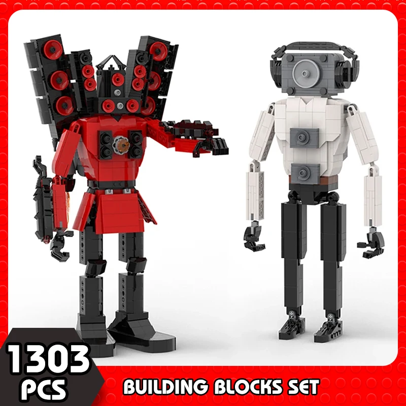 MOC Game Series Skibidi Toileted Speakerman Titan and Titans TV Building Blocks Assembly Model Red Monster Brick Toy Gift