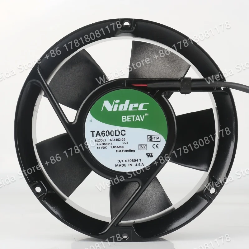 

Nidec 17.2CM DC12V 1.85A 17251 Powerful Large air Volume 172X172X51MM Double Ball TA600DC A34453-33 Cooling Fan