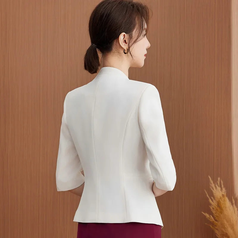 NAVIU New Fashion Eleagnt Slim Fit Small Suit Coat Womens Summer Thin 2024 White Blazer Business Work Wear Jacket Send corsage