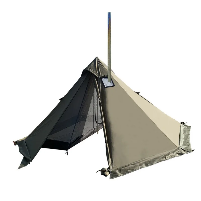 1‑2 Person Pyramid Tent Outdoor Camping Teepee Shelter Rainproof For Summer Winter Hiking Backpacking Trip