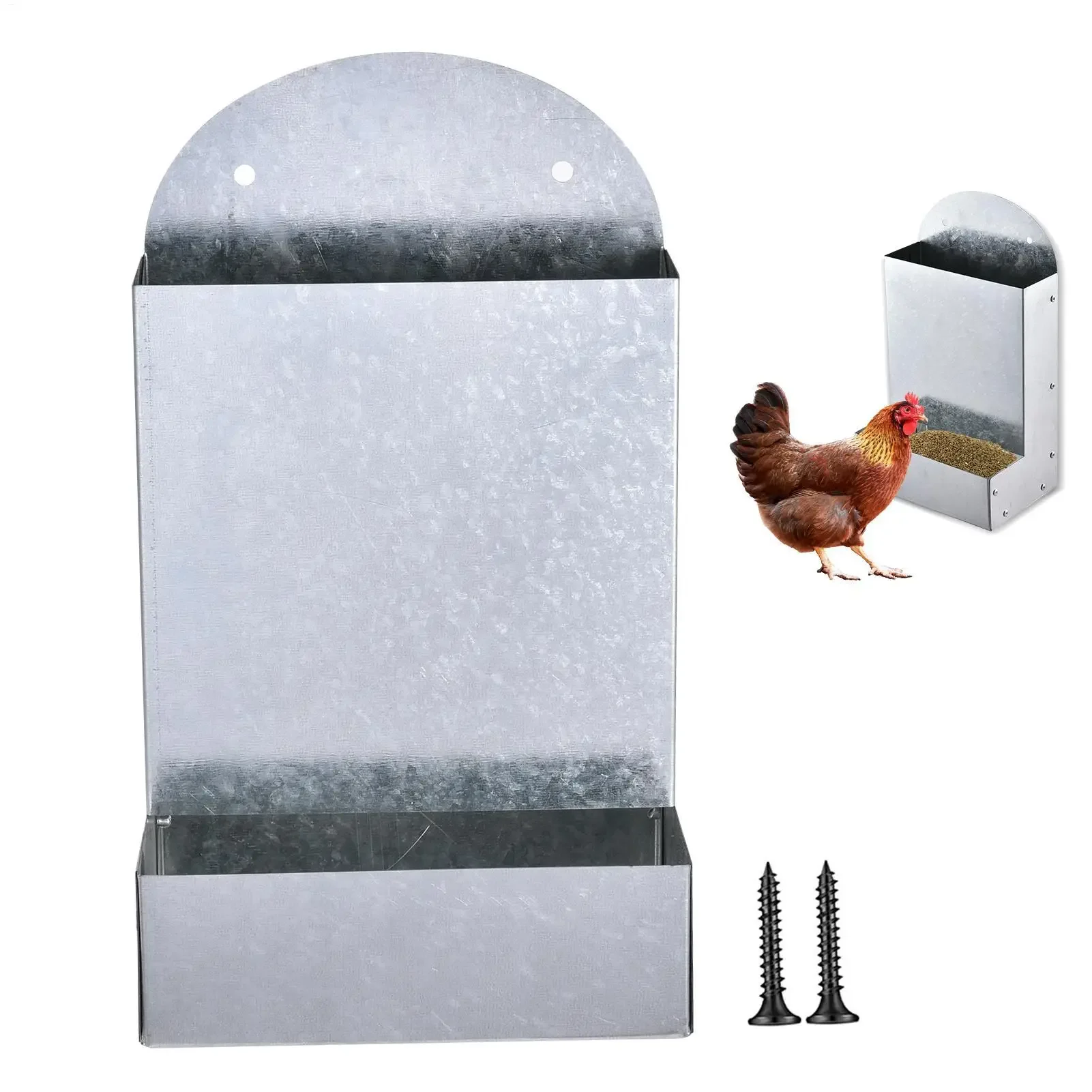 Poultry Grit Feeder Automatic Chicken Coop Dispenser with Metal Mount for Laying Hens Ducks Geese Farm Ranch Feeding Supplies