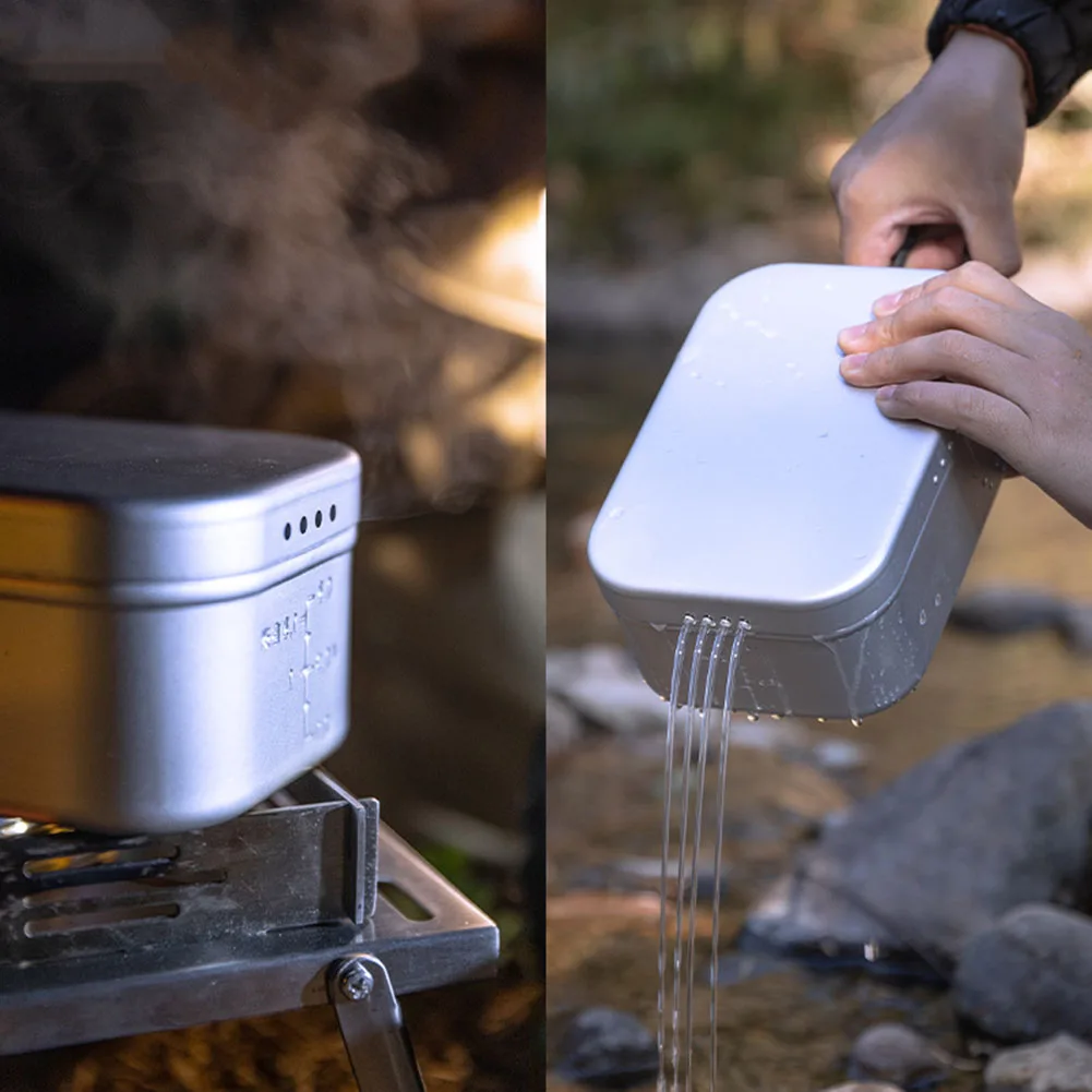 

0.65L 1.3L Camping Dinner Box Aluminum Dinner Box Large Capacity Pressure Relief With Anti-scald Handle Outdoor Tableware