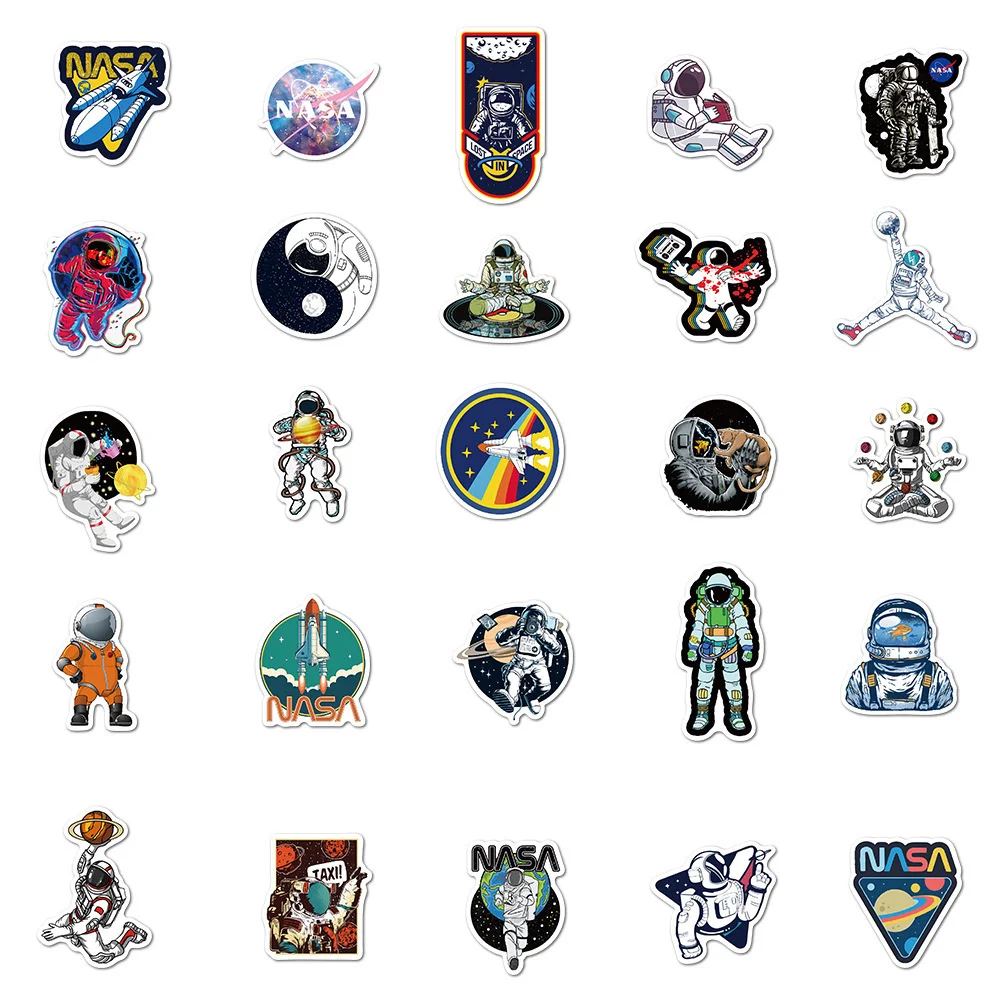 10/30/50PCS Cartoon Space Astronaut Personality Creative Sticker Desk Guitar Computer Refrigerator  Waterproof Sticker Wholesale