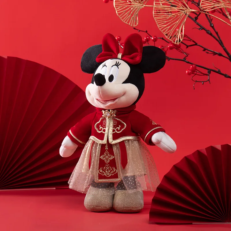 2024 New Disney Mickey Minnie wedding doll bambola di peluche da sposa in stile cinese bambola da letto un paio di ornamenti regalo