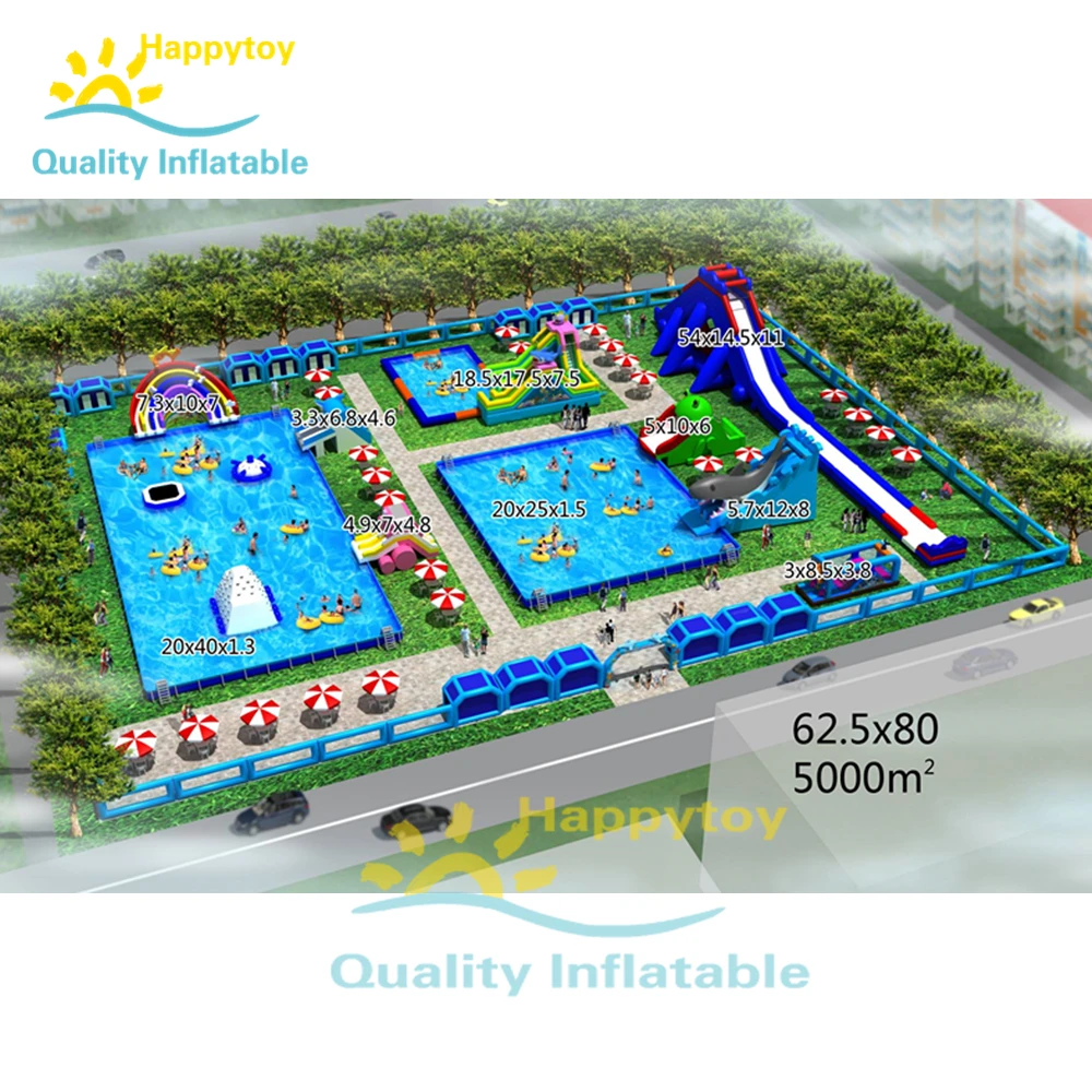 Amusement Outdoor Park Inflatable Mobile Land Water Park For Sale