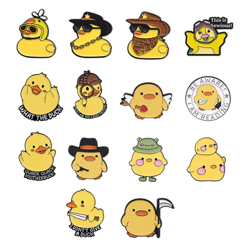 Animal Brooch Cartoon Little Yellow Chicken Duck Set Metal Badge Small Gift Wholesale Lapel Pins for Clothes Decorative Brooches