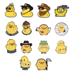 Animal Brooch Cartoon Little Yellow Chicken Duck Set Metal Badge Small Gift Wholesale Lapel Pins for Clothes Decorative Brooches