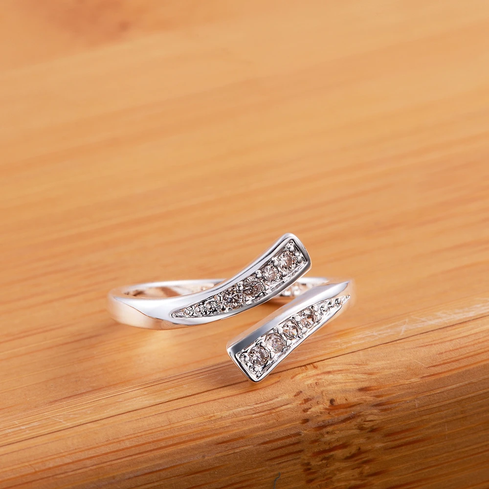 New Charm 925 Sterling Silver Rings For Women Crystal Adjustable Size Fashion Party Gift Engagement Wedding Jewelry