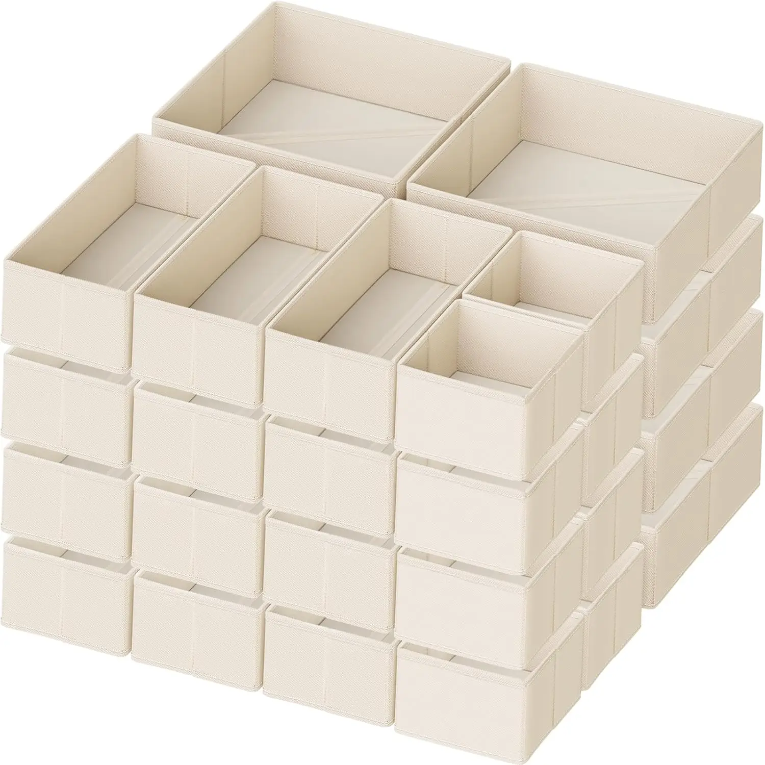 

24 Pack Foldable Drawer Organizer for Clothes, Underwear, Socks - Storage Dividers for Nursery, Bedroom, Dorm (Beige)