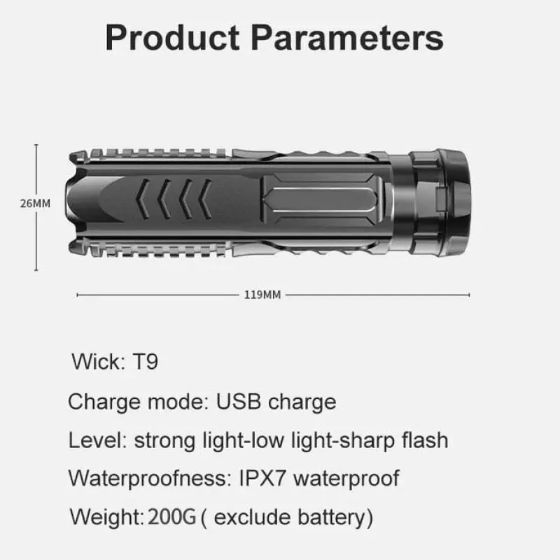 Multifunctional Rechargeable Mini Portable Flashlight Waterproof Outdoor Lighting Mini Floodlight Strong Light Torch for Camping