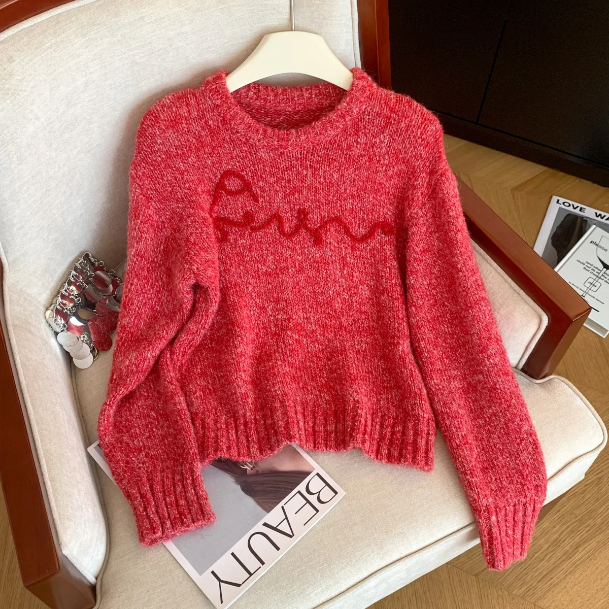 Dames groene gebreide trui O-hals trui Vintage jaren 2000 Koreaanse trui gebreide lange mouwen kasjmier trui voor dameskleding 2025