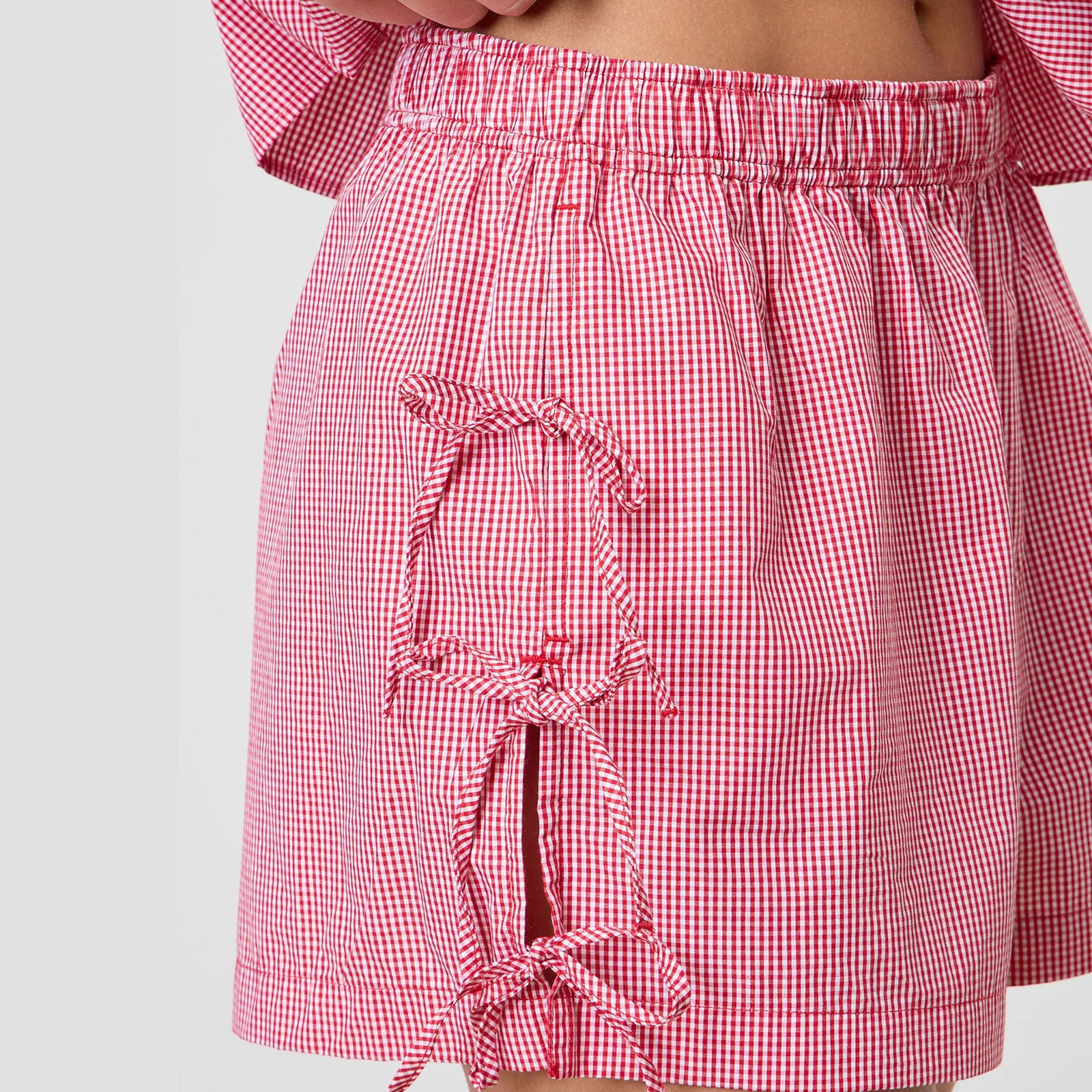 Women's Summer Casual Shorts with Pockets Striped Pattern Tie-up Bows Elastic Waist Loose Wide Leg Shorts Y2k Club Streetwear