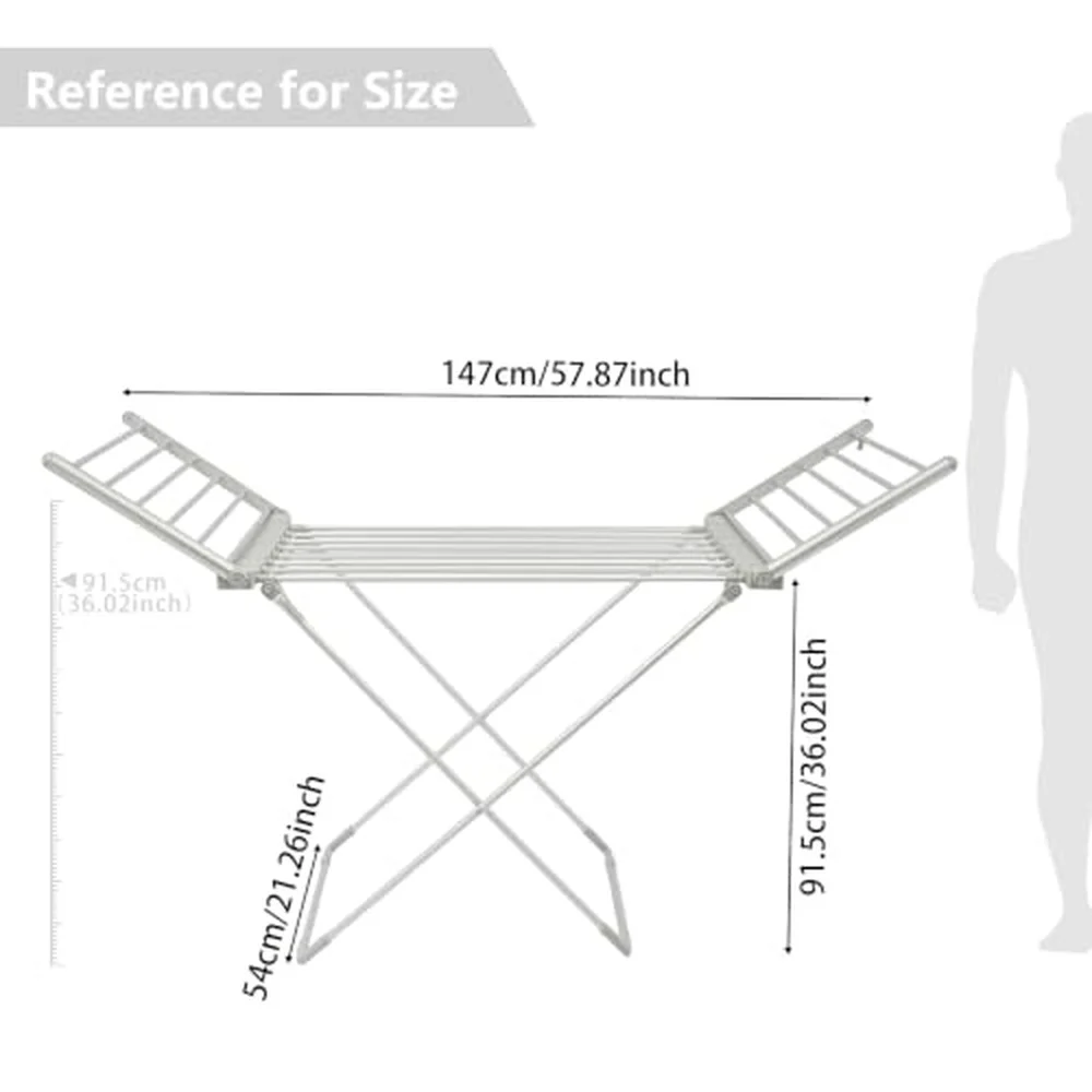 Electric Clothes Drying Rack Foldable Standalone Heated Laundry Dryer with