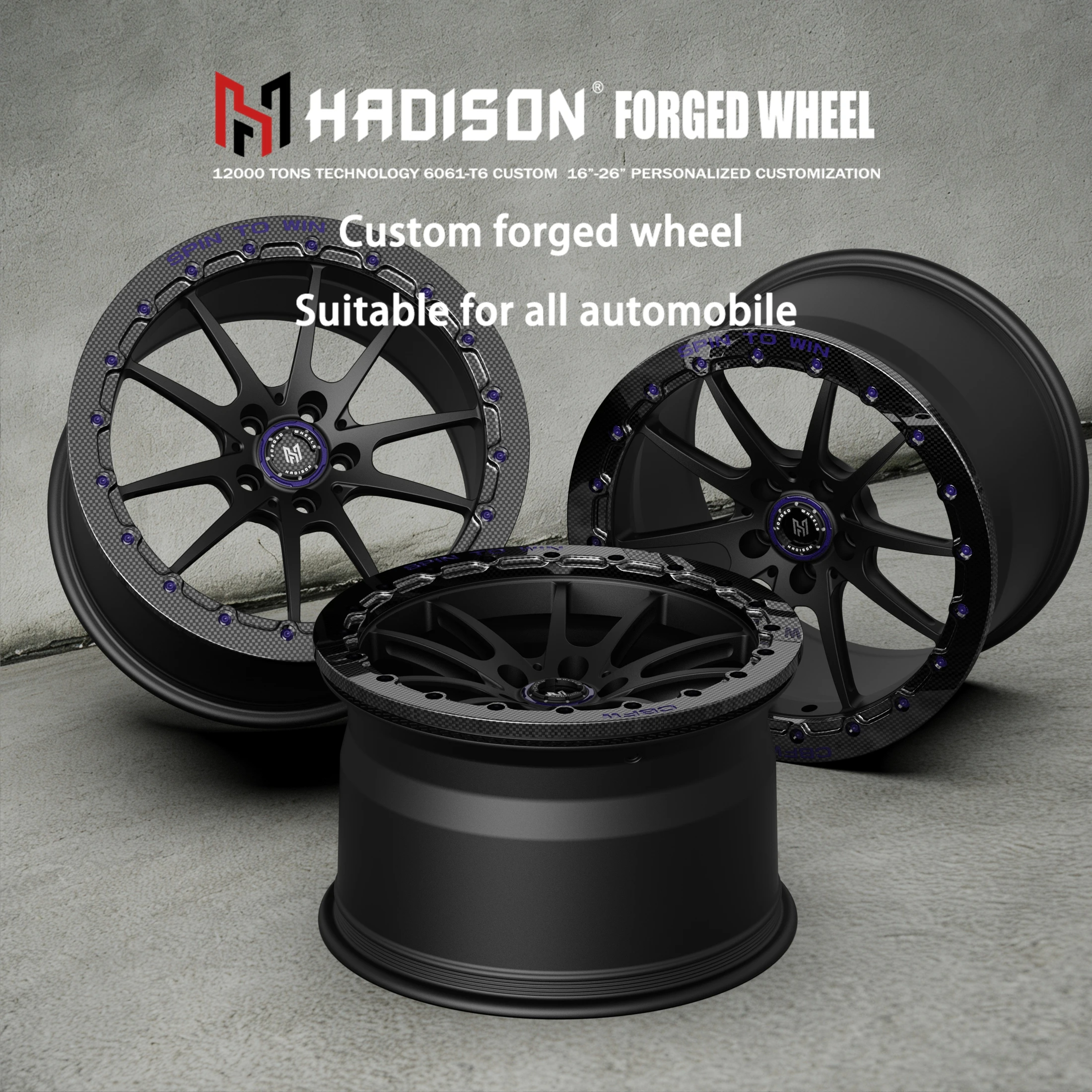 HDBL31 Custom Wrapped Carbon Fiber Forged Beadlock Wheel 17 18 20 5x127 Premium Sport Rims For Jeep Wrangler