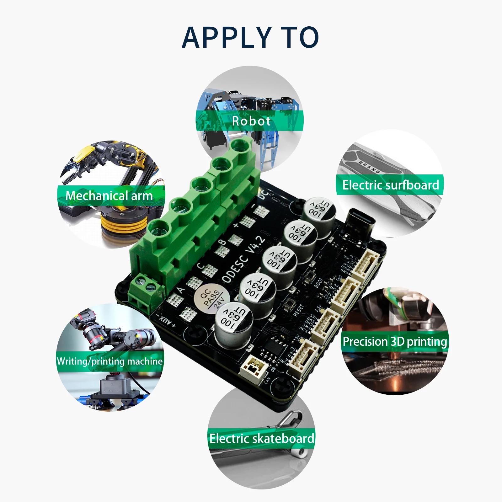 Controlador de servomotor sin escobillas ODESC V4.2 de un solo accionamiento, alta corriente, alta precisión, basado en la actualización de ODrive3.6.