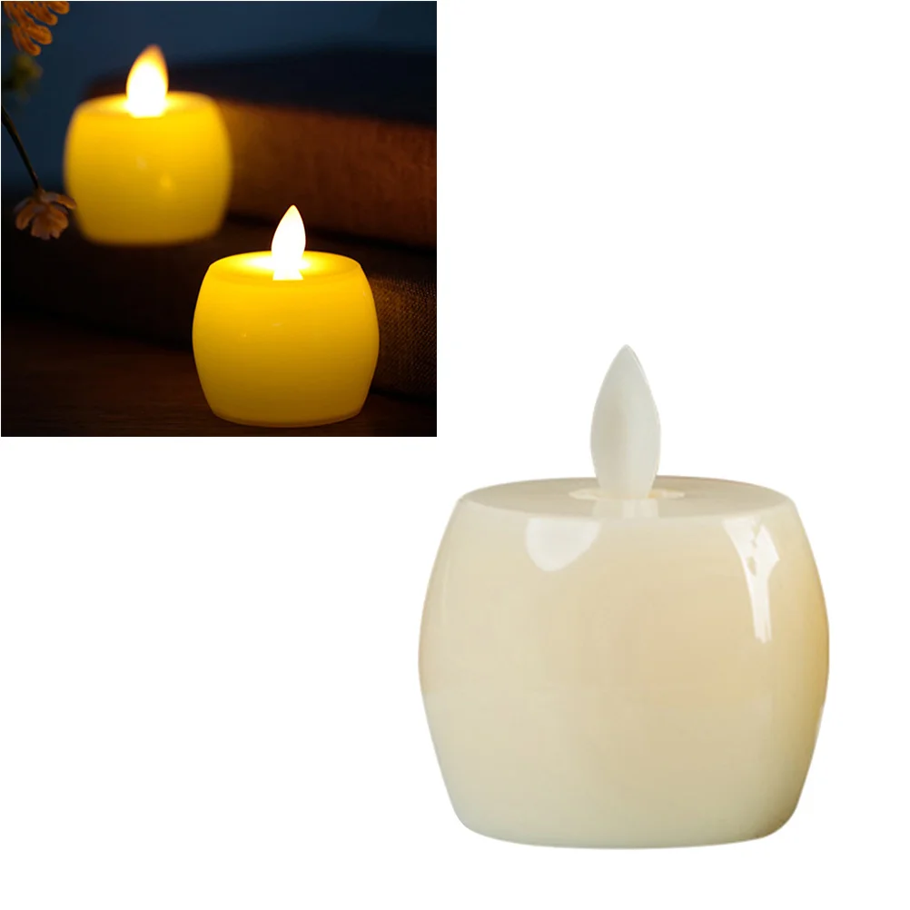Led محاكاة أبل مصباح دافئ أصفر عديمة اللهب أضواء Tealight للمنزل بار مقهى الطرف الديكور ضوء الليل #3