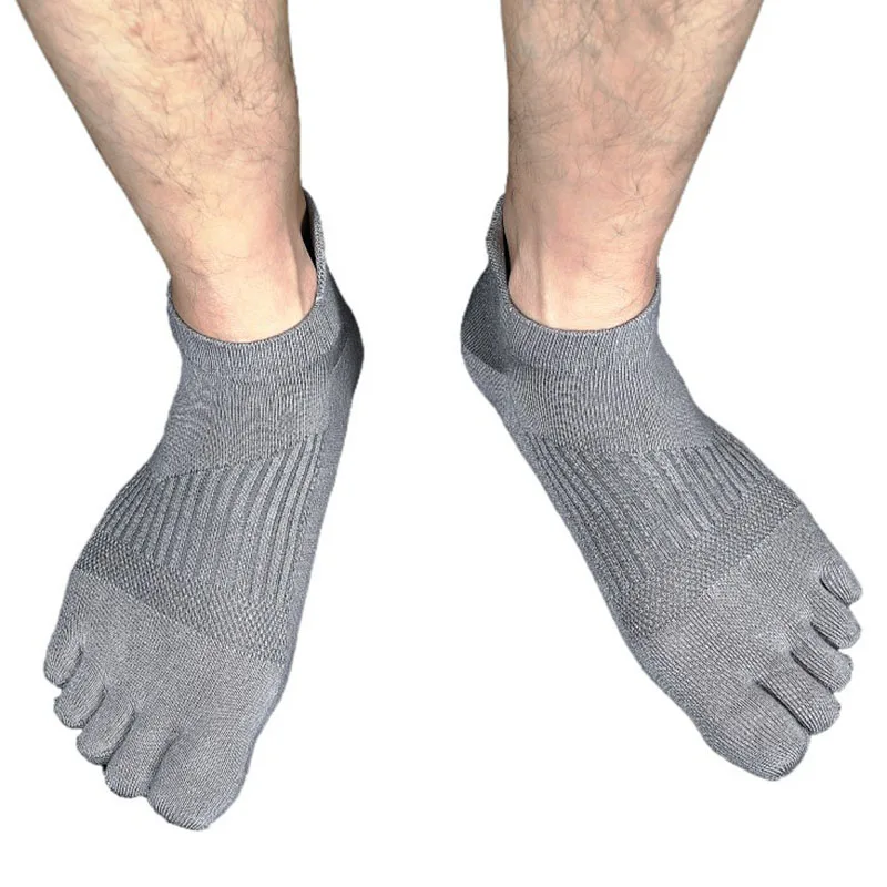 6 Pairs Solid Color Bamboo Fiber 5 Finger Socks Unisex Mesh Breathable Comfortable Deodorant Protect Ankle Short Socks with Toes