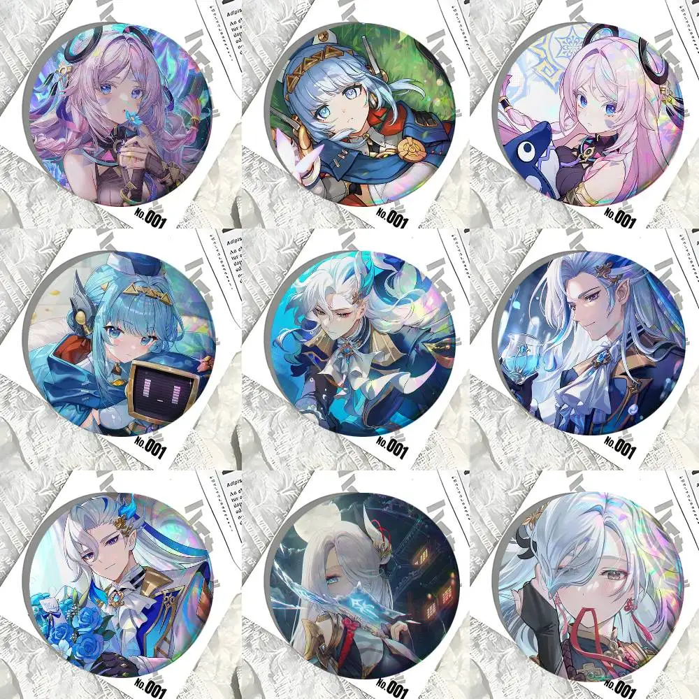 Cartoon Characters Neuvillette Shenhe Wanderer Ineffa Citlali Round Badge Creative Brooch Clothing Backpack Accessories Lapel