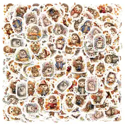 46pcs PVC Cute Cartoon Animals: Hedgehogs in The Jungle Fun Collage Student DIY Stationery,Scrapbooks Decoration Stickers