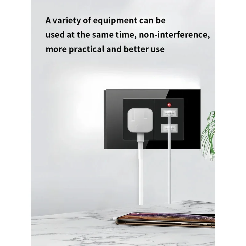 Model 118 Reset Black Glass USA Mexico Thailand Universal Socket Wall Light Button Switch Socket LED Indicator USB Charging