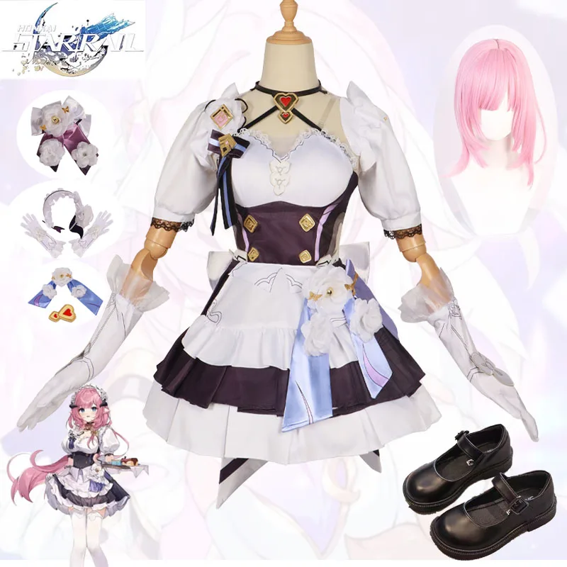 

Elysia Cosplay Costumes Honkai Star Rail Suits Wig Shoes Maid Outfits Carnival Party Role Play Uniform Full Set Dress for Women