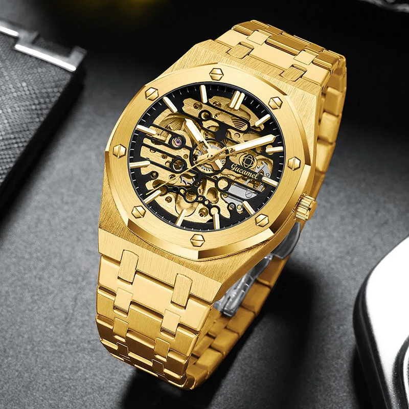 

Luxury Men’s Automatic Mechanical Watch, Skeleton Design Self-Winding Wristwatch, Hot-Selling Export Business Watch
