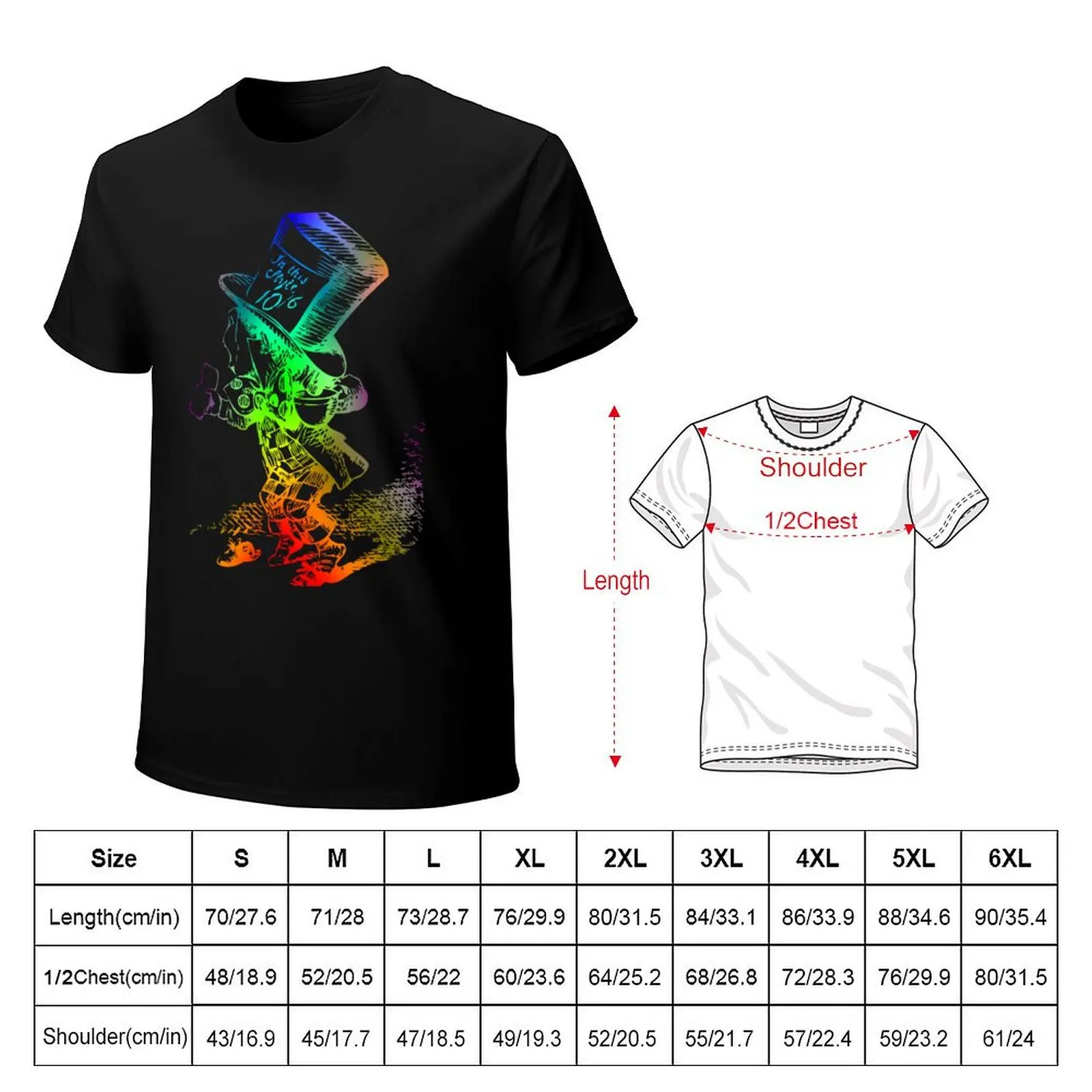 Psychedelic Mad Hatter Trippy Alice T-Shirt Fashion Graphic Tee for Men