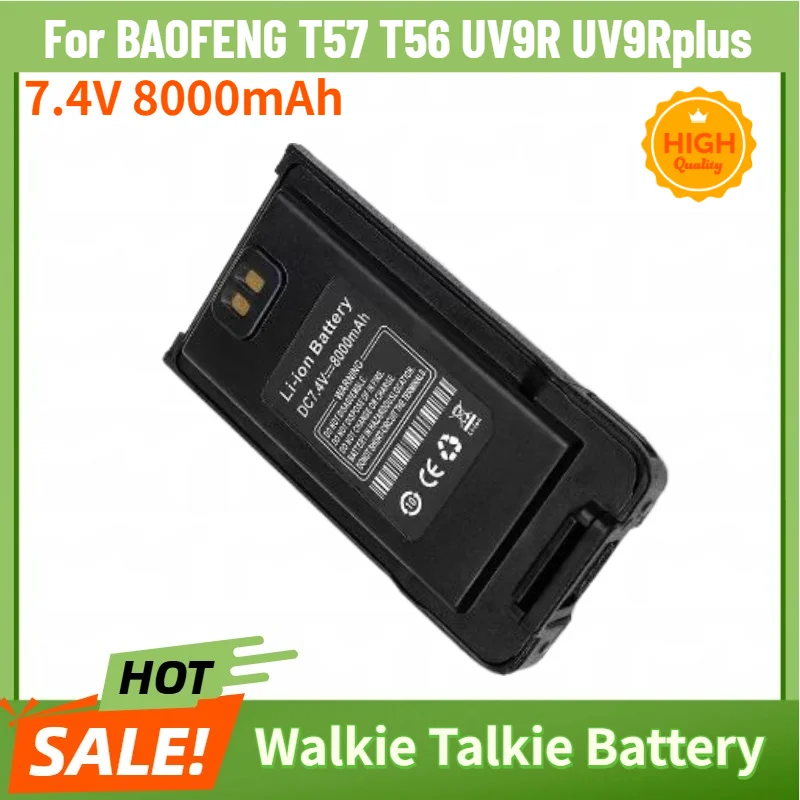 7.4V 8000mAh Battery for BAOFENG T57 T56 UV9R UV9Rplus Walkie Talkie High Quality Replacement Battery
