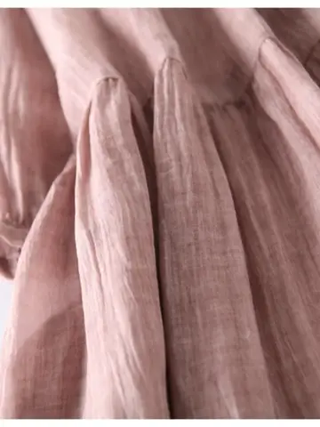 느슨한 코튼 린 여성 여름 드레스 보헤미안 스타일 미디 스커트 프리 사이즈 드레이프 가운 캐주얼 통근 예술적 티셔츠 드레스