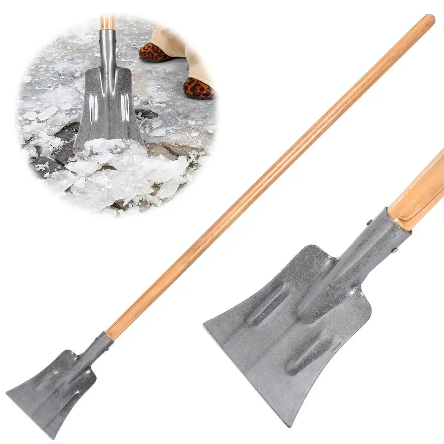 

1 Pcs 59 Inch Heavy Duty Ice Chopper with Wooden Handle Steel Blade Floor Scraper Ice Snow Removal Tool Garden Shovel for Drivew