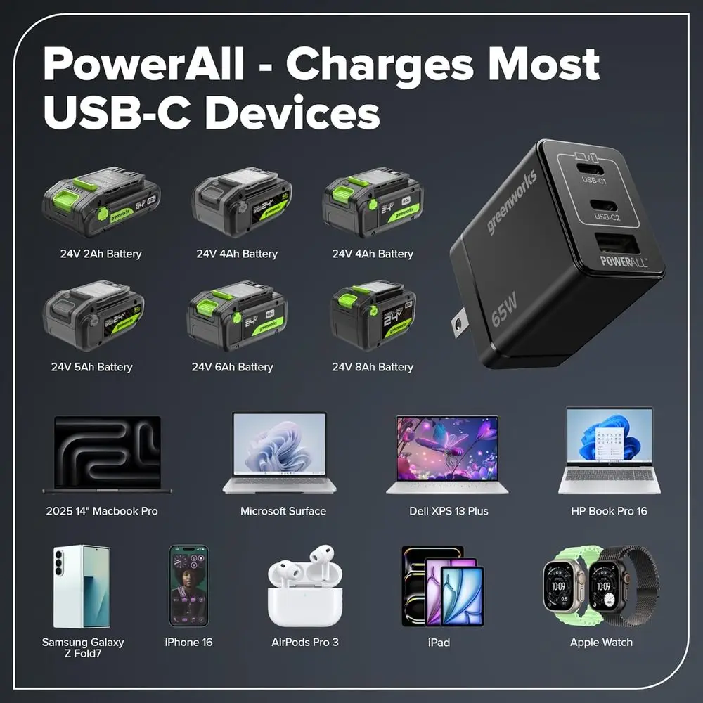 Bateria combinada 24V (5-TOOL) (broca + driver de impacto + serra circular + multiferramenta + lanterna), 4,0Ah + 2,0Ah (24,000mAh Power Bank)