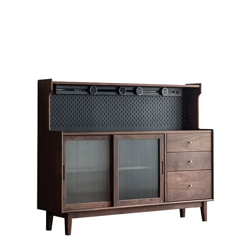 Black walnut side cabinet Household integrated bar counter against the wall Tea and wine cabinet