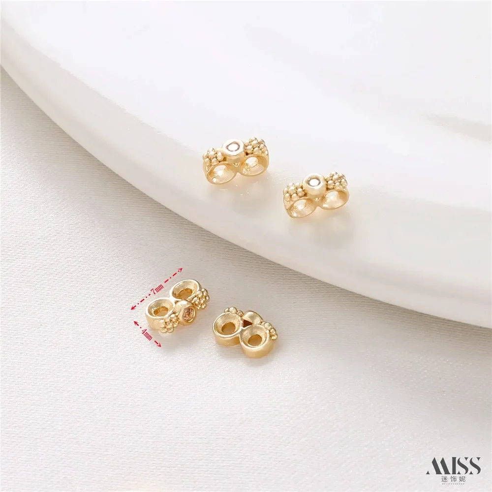 14K goud omwikkelde kleurbehoudende zirkoon pruimenbloesem dubbele rij drie rij parel kralen septum DIY armband sieraden accessoires