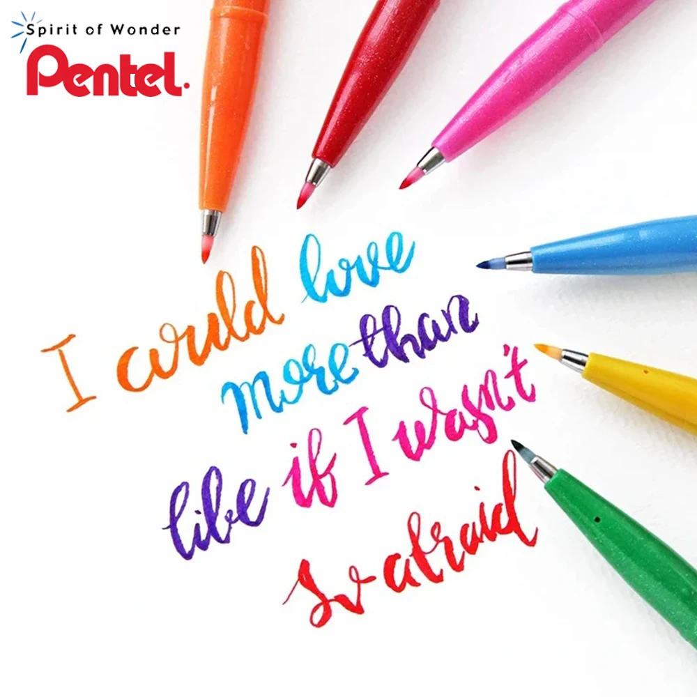 

1 шт., японская гелевая ручка Pentel SES15C, сенсорная кисть, ручка для вывески, гибкий цветной наконечник, мягкий наконечник, цветные маркеры, товары для рукоделия, обратно в школу