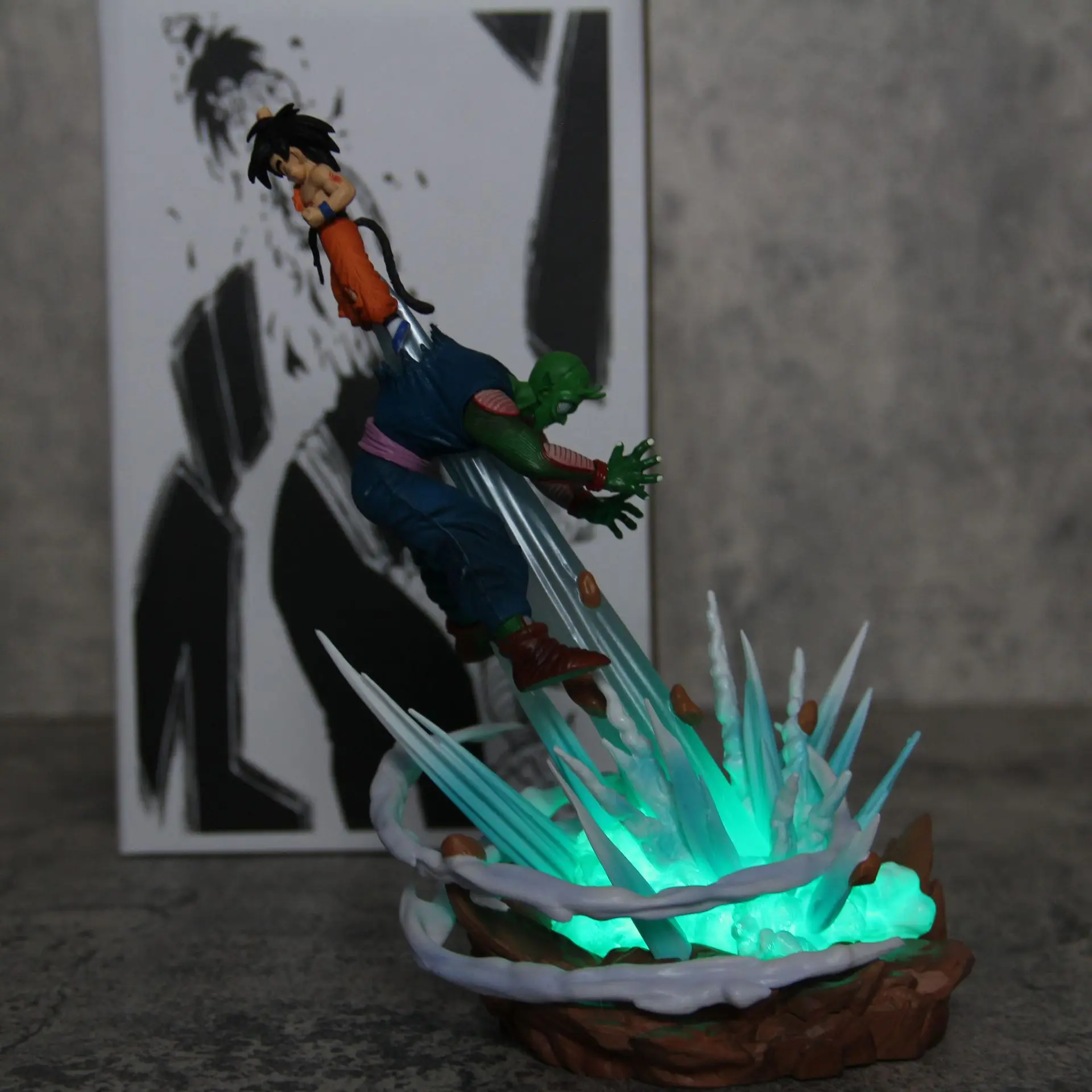 Sky Bakery Goku Anime Figure Series Dragon Ball Famous Scene Heaven And Earth Run Through Bo Goku Anime Model Ornament Gifts