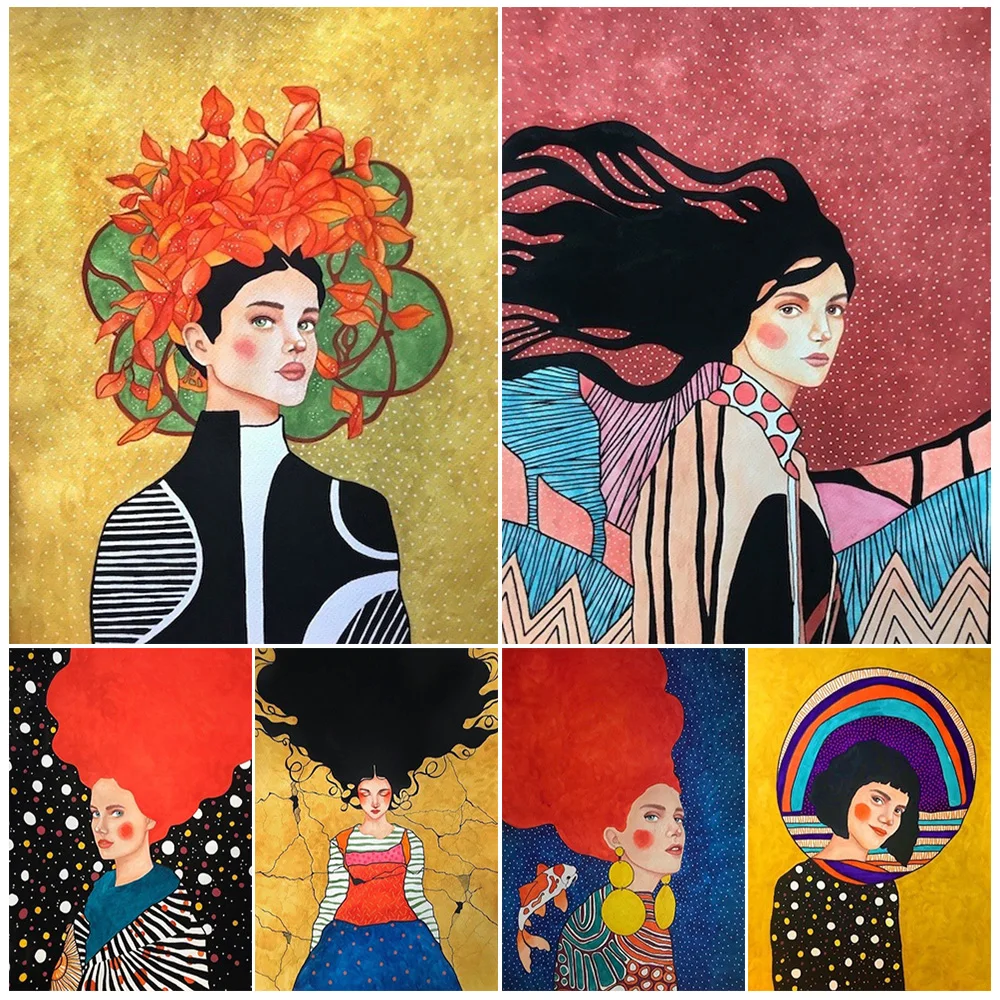 

Abstract Hair Girl Woman Colorful Nordic Poster Wall Art Canvas Painting Home Decor Wall Pictures For Living Room Unframed