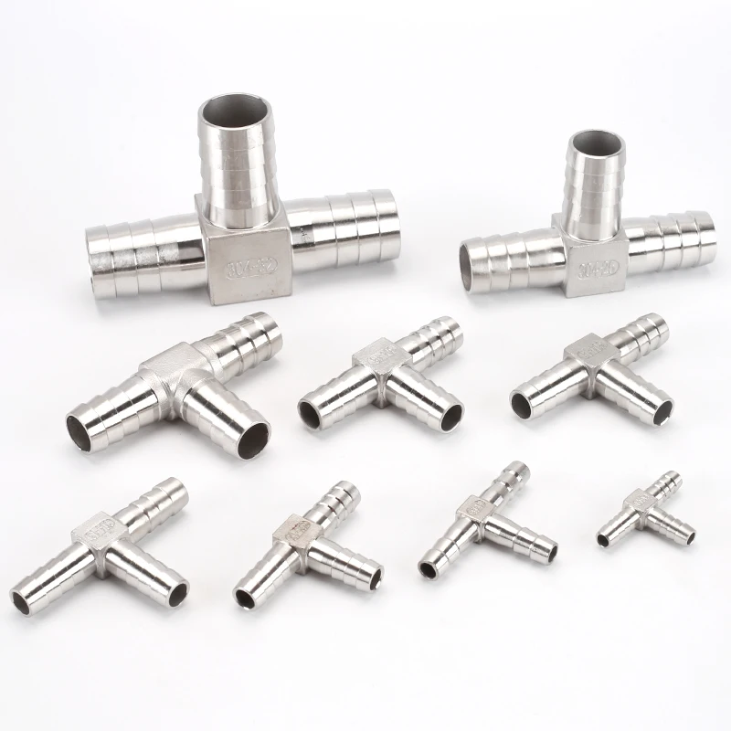 8 مللي متر 10 مللي متر 12 مللي متر 13 مللي متر 15 مللي متر 16 مللي متر 20 مللي متر 25 مللي متر 32 مللي متر 304 الفولاذ المقاوم للصدأ ثلاث طريقة وصلة أنابيب موصل T نوع خرطوم الذيل اذع موصلات #5