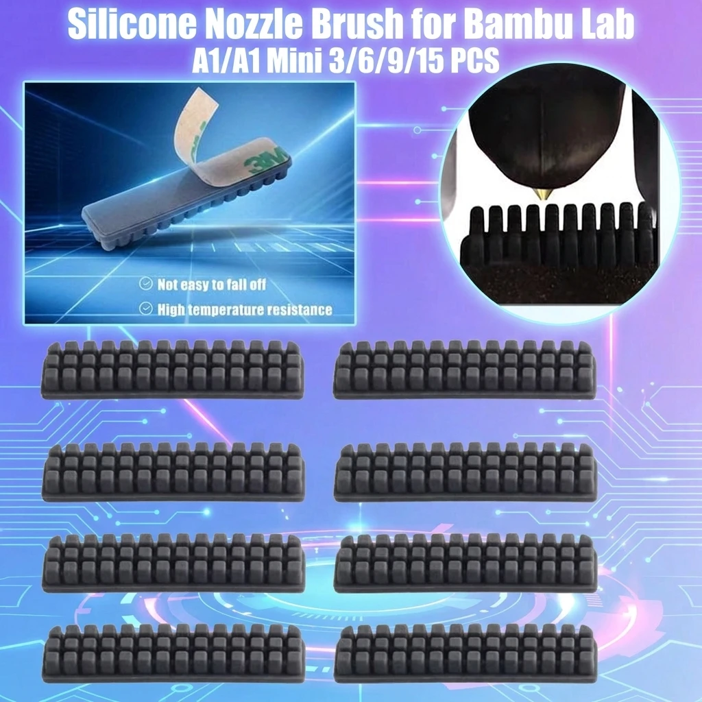 Escova de Silicone para Limpeza de Bico e Mesa Aquecida para Impressoras 3D Bambu Lab A1 Mini - Acessórios Essenciais